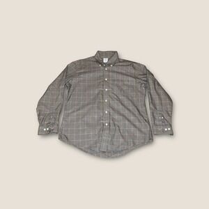 Brooks‎ Brothers Regent Fit Plaid Button Down Brown Shirt Mens Non Iron LARGE